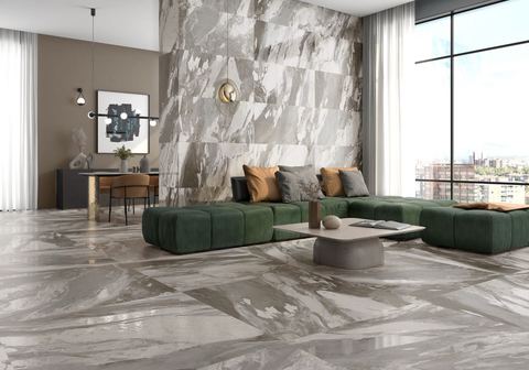 Jeans Grigio: the marble look, in porcelain