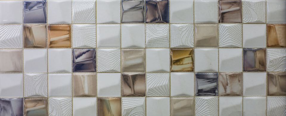 Décor tile samples on display at the Homematas showroom