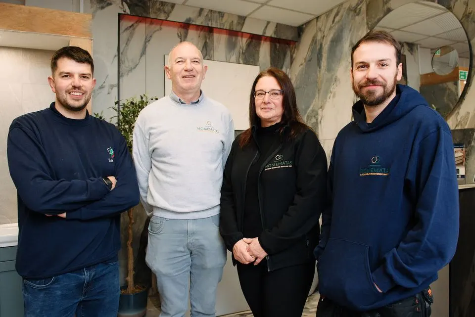 The Gallagher family, who run Tile Style and Homematas, in the showroom