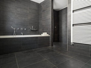 modern tiled bathroom in Preston